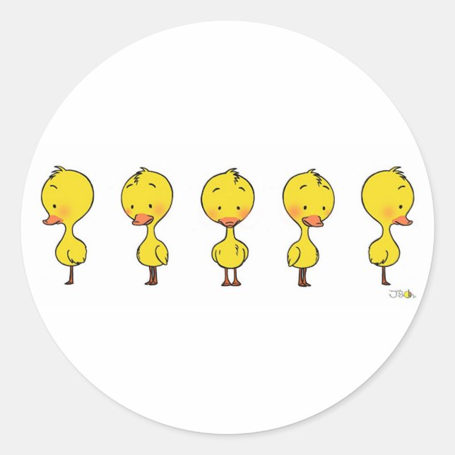 Animated ducky classic round sticker (Front)