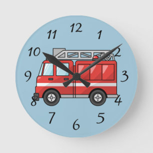 Animated Fire Engine Round Clock