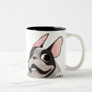Animated French Bulldog Two-Tone Coffee Mug