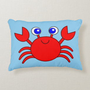 Animated  Happy Red Crab Accent Pillow