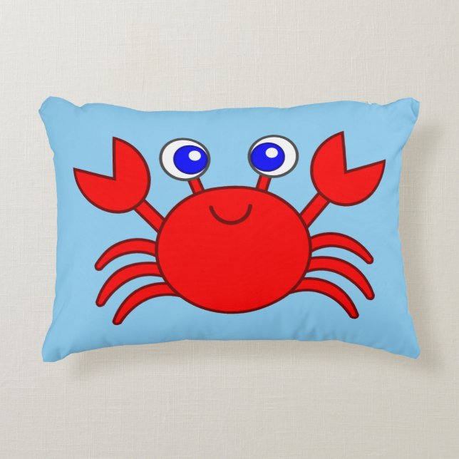 Animated  Happy Red Crab Accent Pillow (Front)