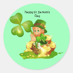 Animated Irish Leprechaun Classic Round Sticker