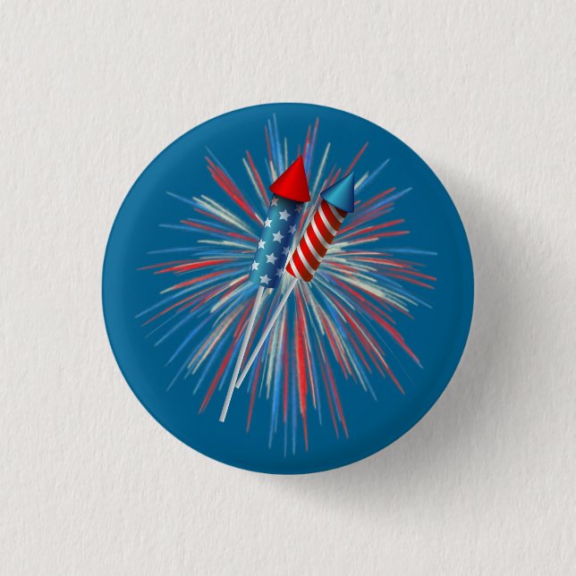 Animated July 4th fireworks and rockets 1 Inch Round Button (Front)