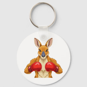 Animated kangaroo with red boxing gloves keychain