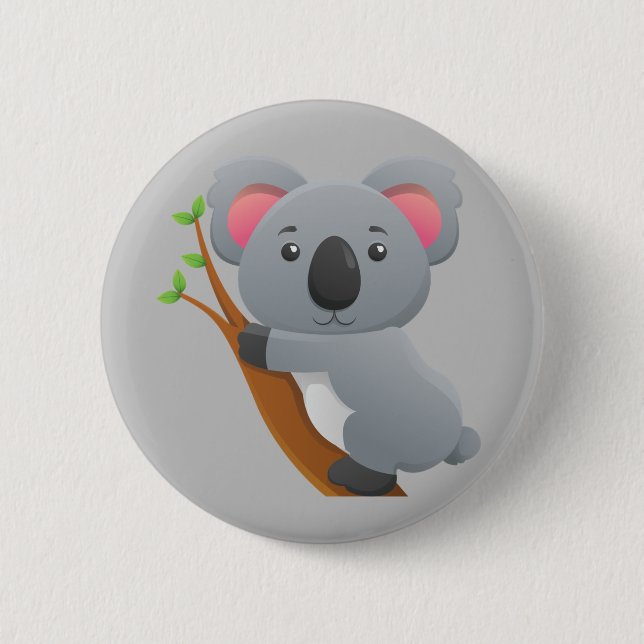 Animated Koala Bear 2 Inch Round Button (Front)