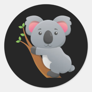 Animated Koala Bear Classic Round Sticker