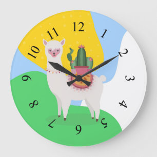 Animated llama design large clock