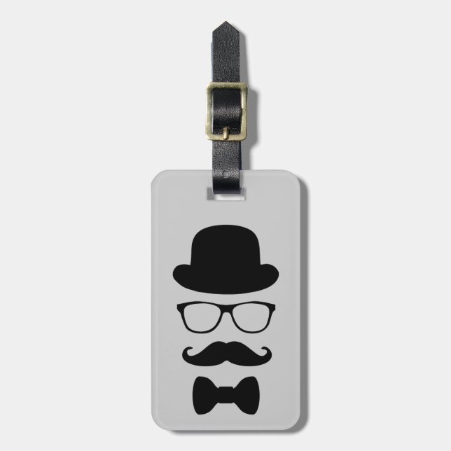 Animated Mustach Face Luggage Tag (Front Vertical)