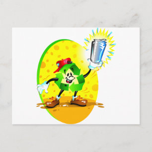 Animated recycling symbol with aluminum can postcard