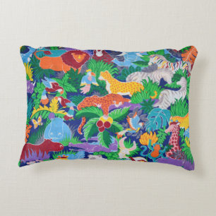 Animated Safari Animals Decorative Pillow