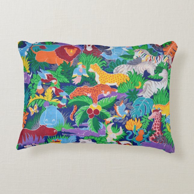 Animated Safari Animals Decorative Pillow (Back)