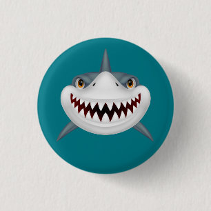Animated Scary Shark Face 1 Inch Round Button