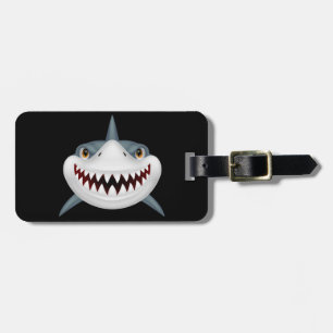 Animated Scary Shark Face Luggage Tag