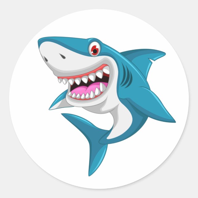 Animated Shark Classic Round Sticker (Front)