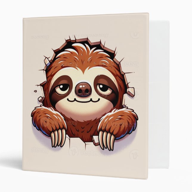 Animated Sloth 3 Ring Binder (Front/Inside)
