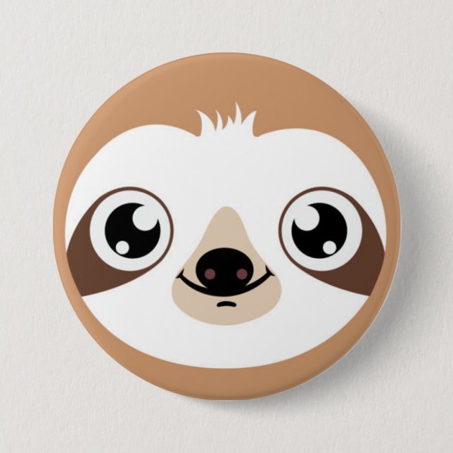 Animated Sloth Face 3 Inch Round Button (Front)