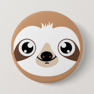 Animated Sloth Face 3 Inch Round Button
