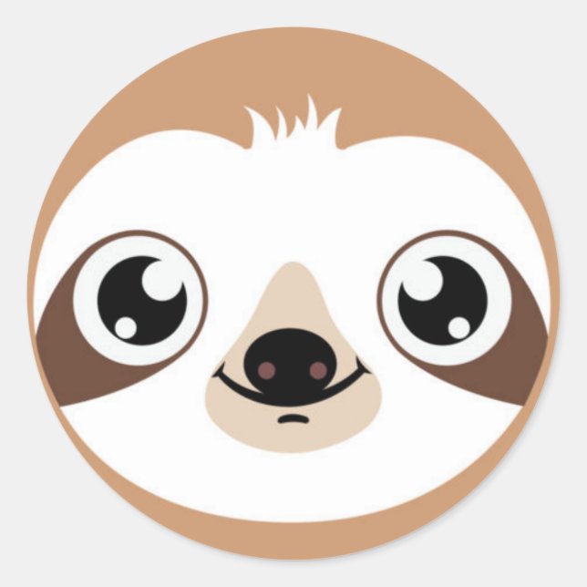 Animated Sloth Face Classic Round Sticker (Front)