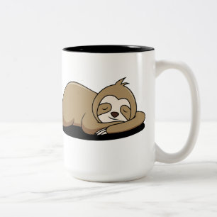 Animated Sloth Sleeping   Two-Tone Coffee Mug