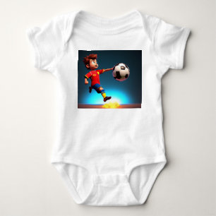 Animated Soccer Player With Ball, Baby Bodysuit