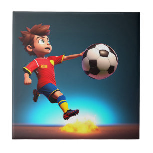 Animated Soccer Player With Ball, Ceramic Tile