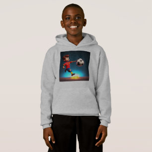 Animated Soccer Player With Ball, Kids Hoodie