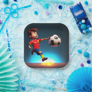Animated Soccer Player With Ball,  Paper Plate