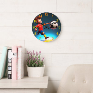 Animated Soccer Player With Ball, Wall Clock