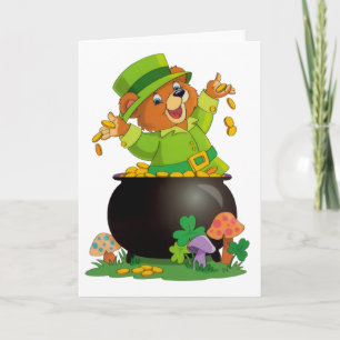 Animated St. Patrick's Day Bear with pot of gold Card