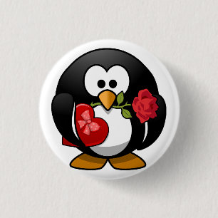 Animated Valentine's Day Penguin 1 Inch Round Button