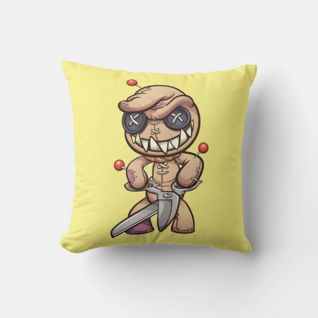 Animated Voodoo Doll Throw Pillow (Front)
