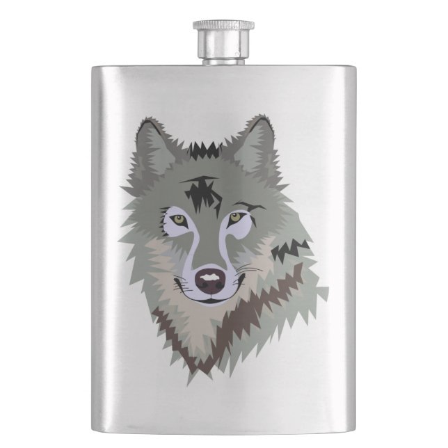 Animated Wolf Hip Flask (Front)