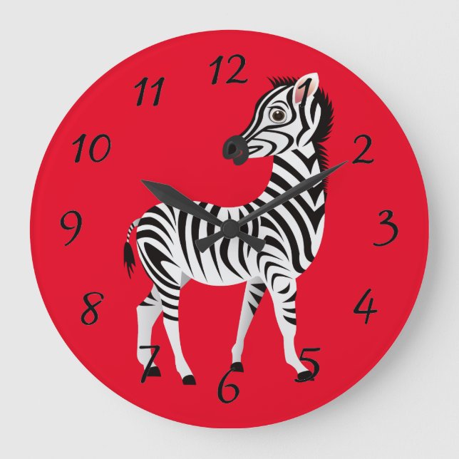 Animated Zebra profile Poster Large Clock (Front)