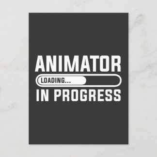 Animator in progress studying postcard