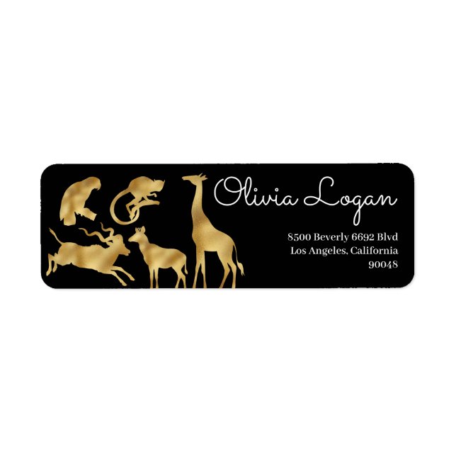 Animaux africains | Étiquettes de adresse d'or (Devant)