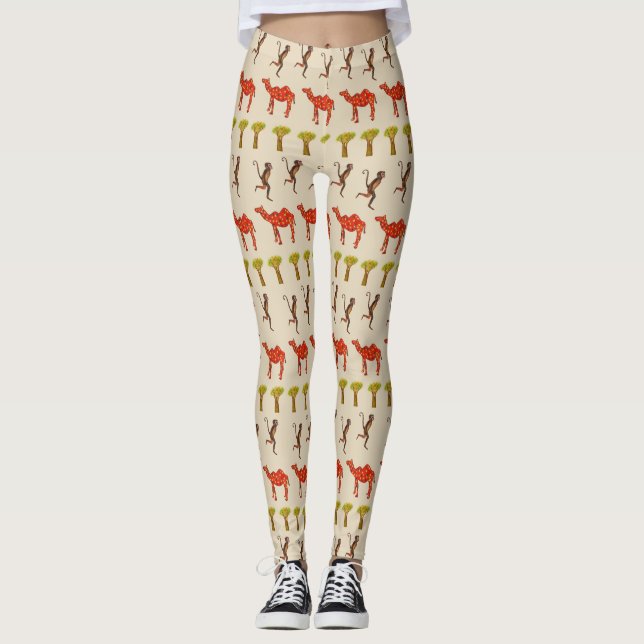 Animaux Africains Sympa Illustration Leggings Pers (Devant)