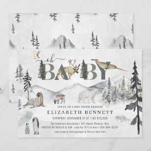 Animaux arctiques rustiques   Invitation Baby show