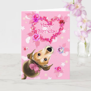 Animaux Carte Anniversaire Petit Chien Au Ruban Ro