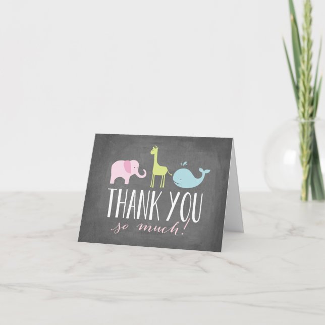 Animaux | Carte de remerciement Baby Shower (Devant)
