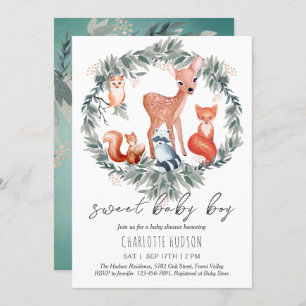 Animaux de bois Baby shower Invitation garçon