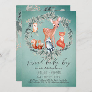 Animaux de bois Baby shower Invitation garçon