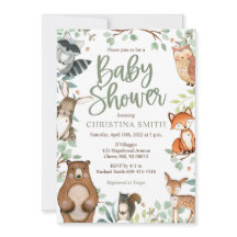 Animaux de bois Baby Shower Invitations