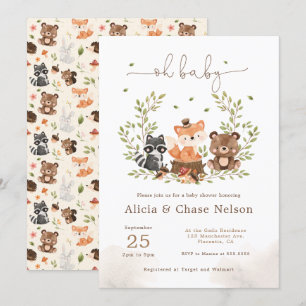 Animaux de bois bébé garçon douche Invitation