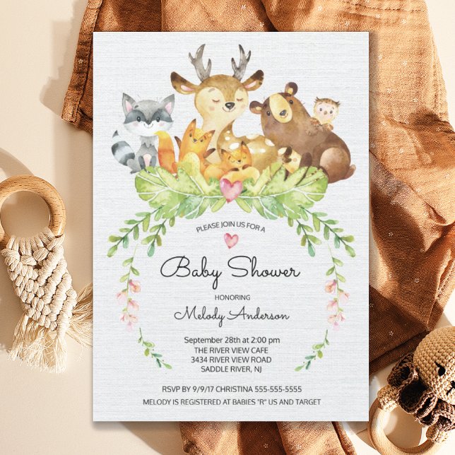 Animaux de bois doux Invitation Baby shower (Créateur téléchargé)