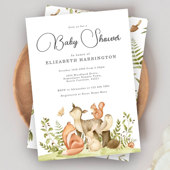 Animaux de bois mignons Invitation Baby shower (Créateur téléchargé)