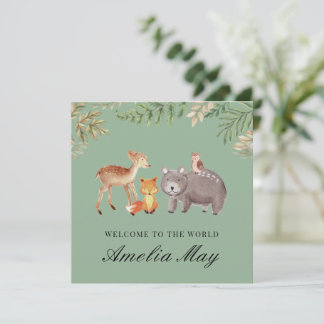 Animaux de bois personnalisés Nouvelle carte bébé