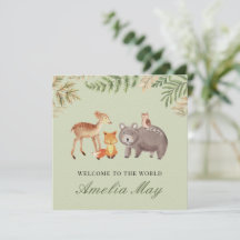 Animaux de bois personnalisés Nouvelle carte bébé