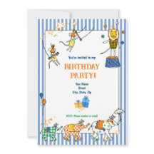 Animaux de cirque Invitations d'anniversaire