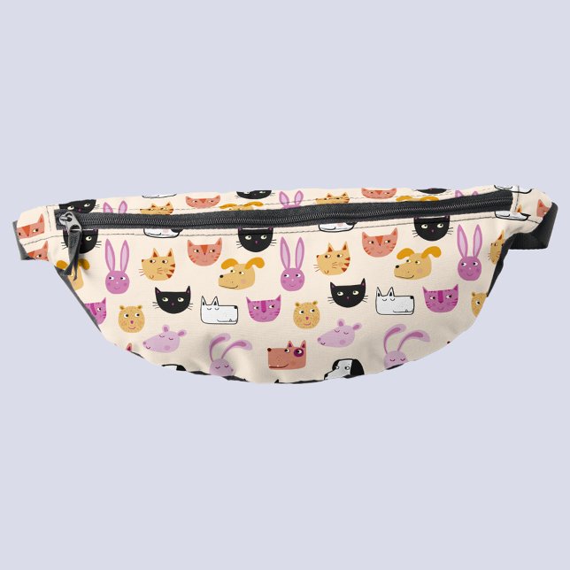 Animaux de compagnie amusants (Cute pet animal pattern blush pink fanny pack)