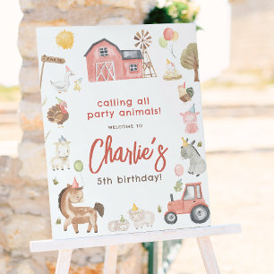 Animaux de ferme Affiche de bienvenue de fête d'an